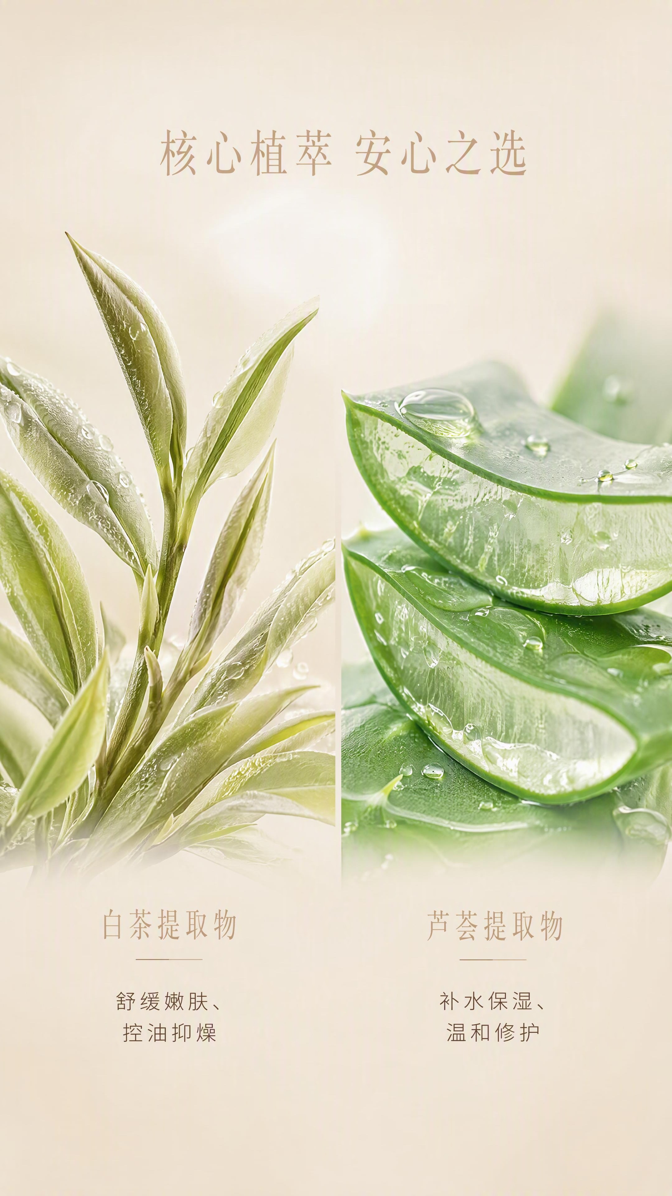 第6张 成分安心板块。文生图，无需产品瓶身图。极简轻奢白茶风，… - 图片创意预览