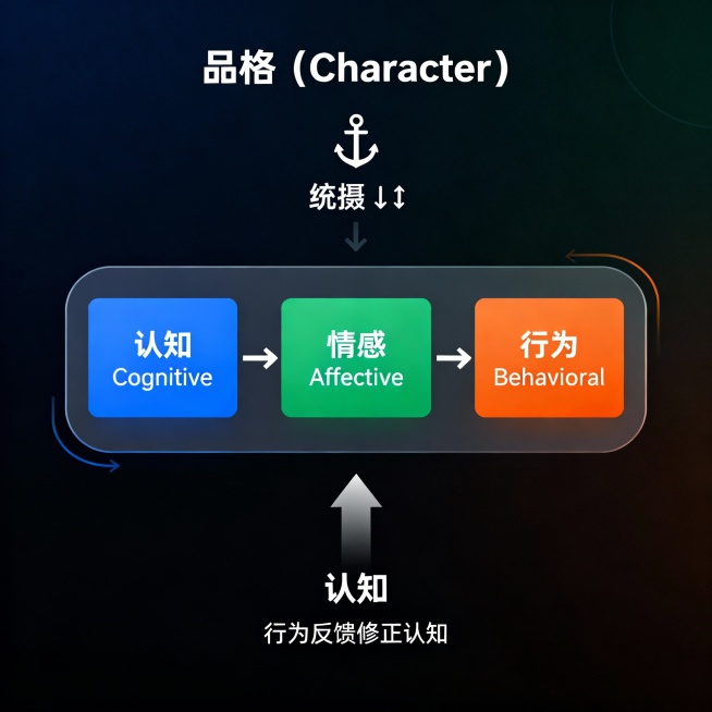 品格（Character）
         ⚓ 统摄 ↓↑
   ┌─────────────────┐
   │ 认知 ←→ 情感 ←→ 行为  │
   │ Cognitive │预览效果