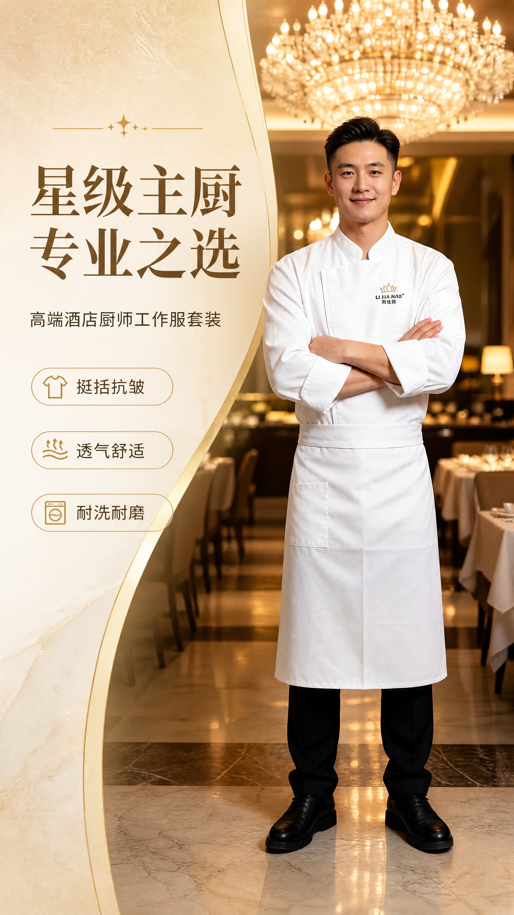 [商品] 使用【图1】白色长袖厨师工作服+白色围裙套装；商品处… - 图片创意预览