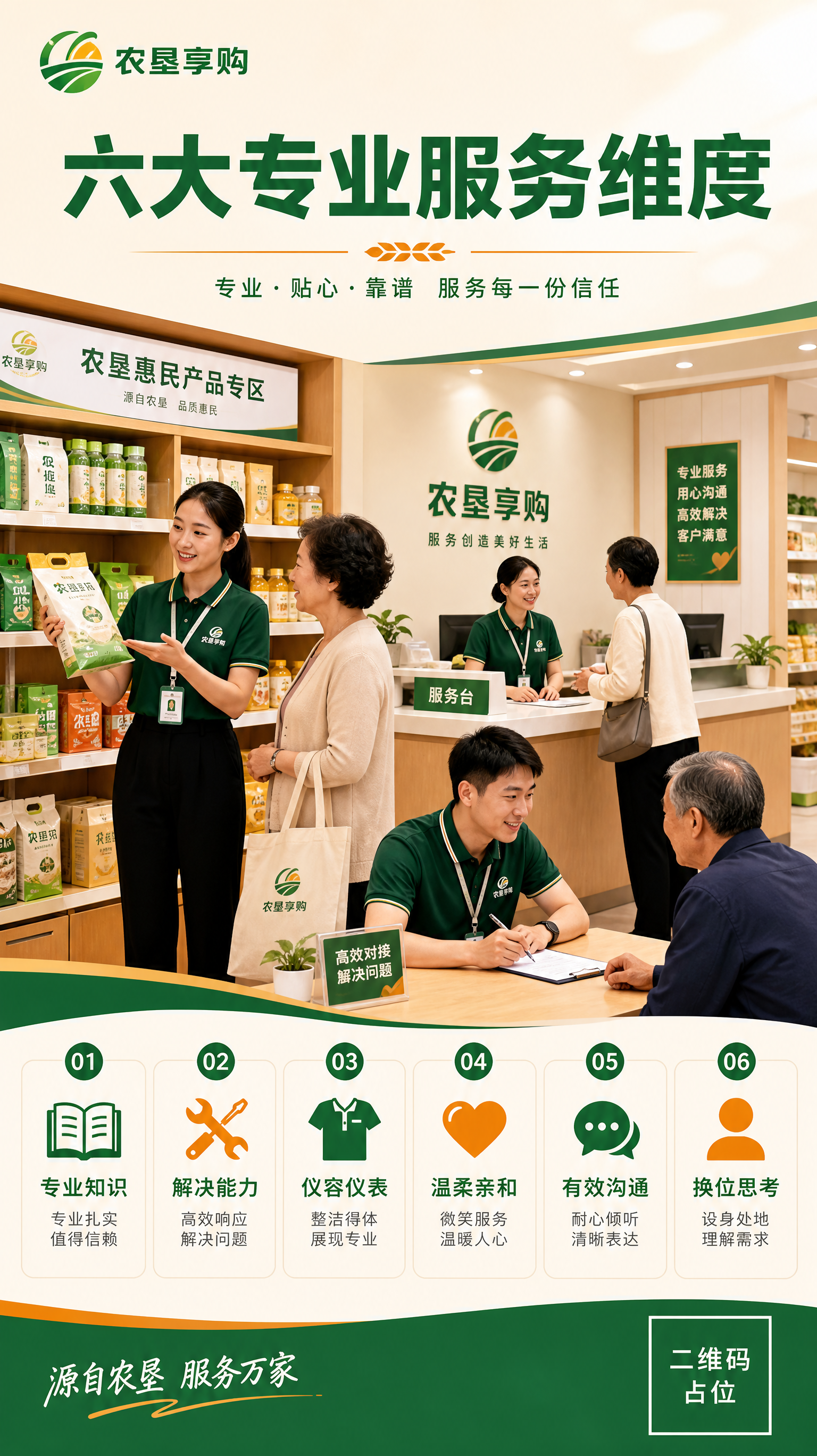 农垦享购小管家服务规范系列海报第5张-六大专业服务维度。写实商… - 图片创意预览