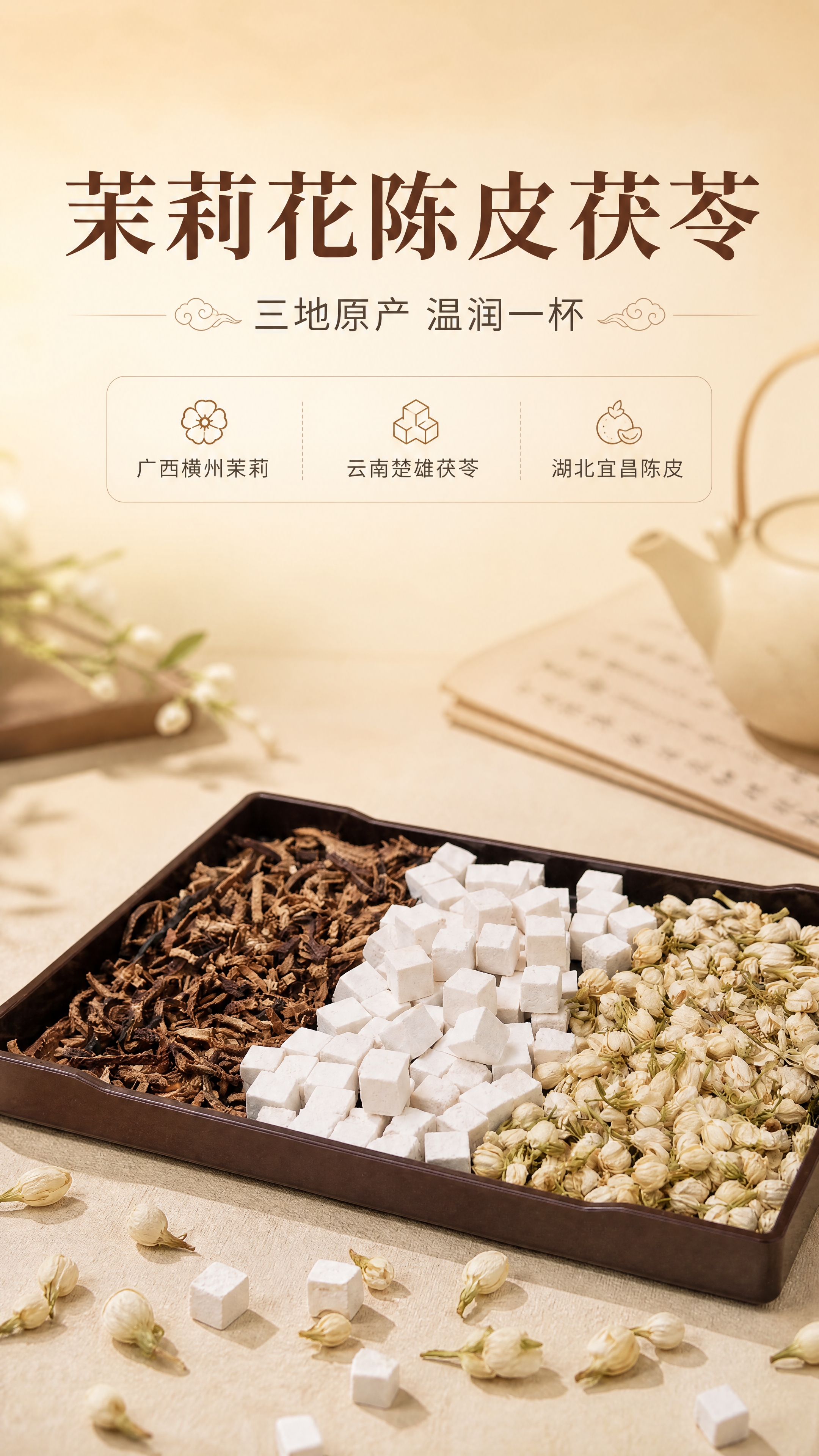 [商品] 使用【图1】三味组合原料（陈皮丝、茯苓丁、茉莉花），… - 图片创意预览