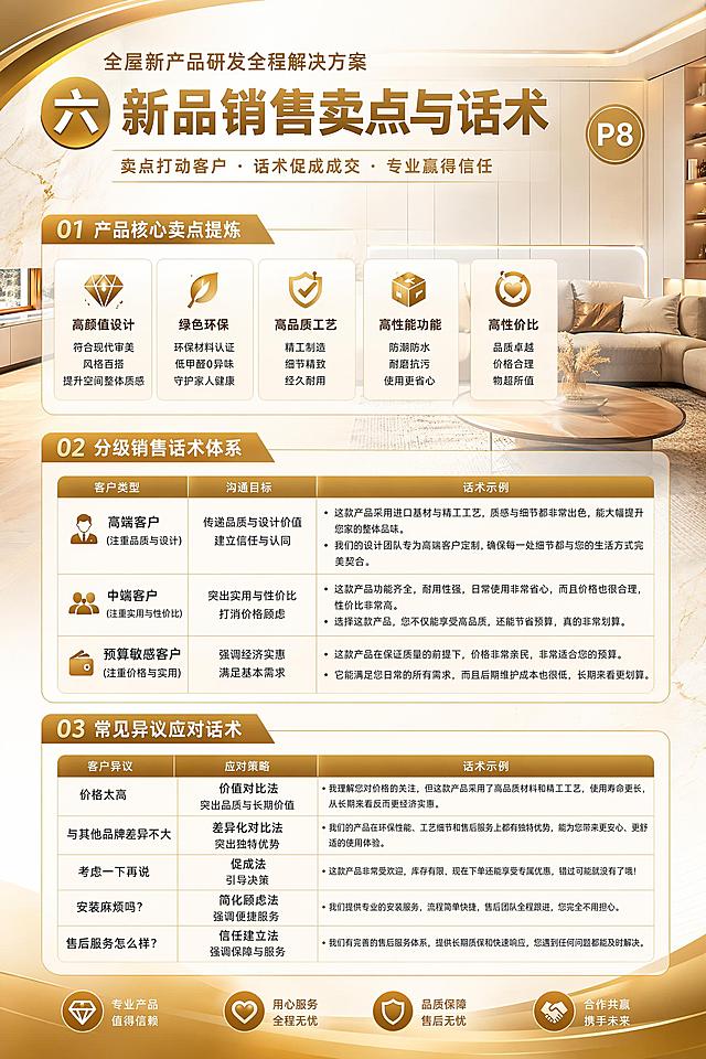「图片1」参考图片中的文字内容，生成一套宣传画册。画册版面时尚、大气；画册的背景、插图均采用现代风格的家居、软装或空间设计元素。
画册规格：W20cm×H30cm；
版面色调：金黄色；
画册页数：共12P。