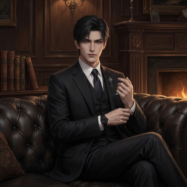 融合两张参考图的青叔霸总风格，整体呈现成熟男性的冷峻优雅气质，同时带有疗愈沉稳的氛围，符合极品青叔音、霸总、训诫的气质感受预览效果