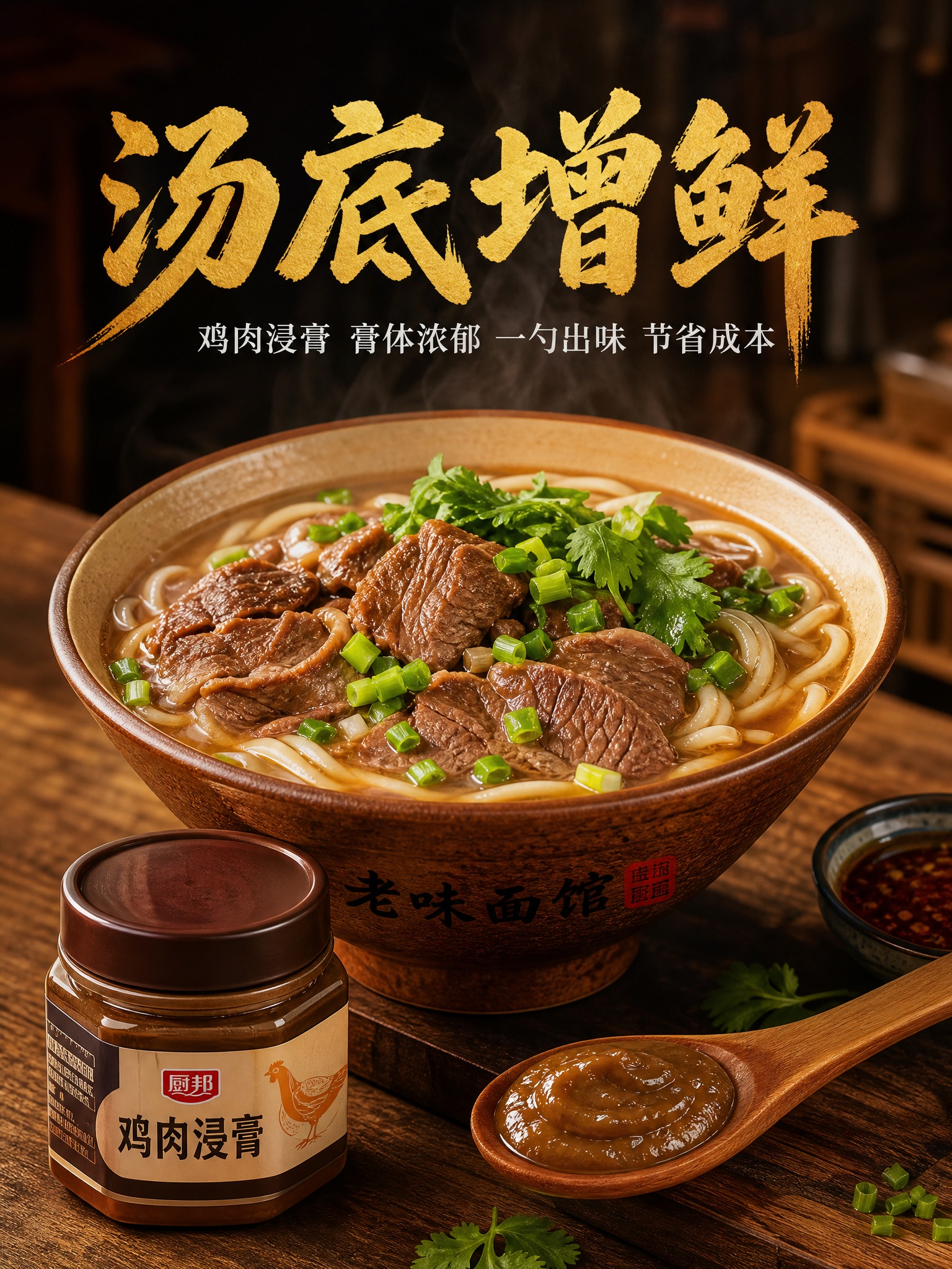 暖调市井餐饮商用风格，真实美食摄影，无人物，无AI感，有食欲。… - 图片创意预览