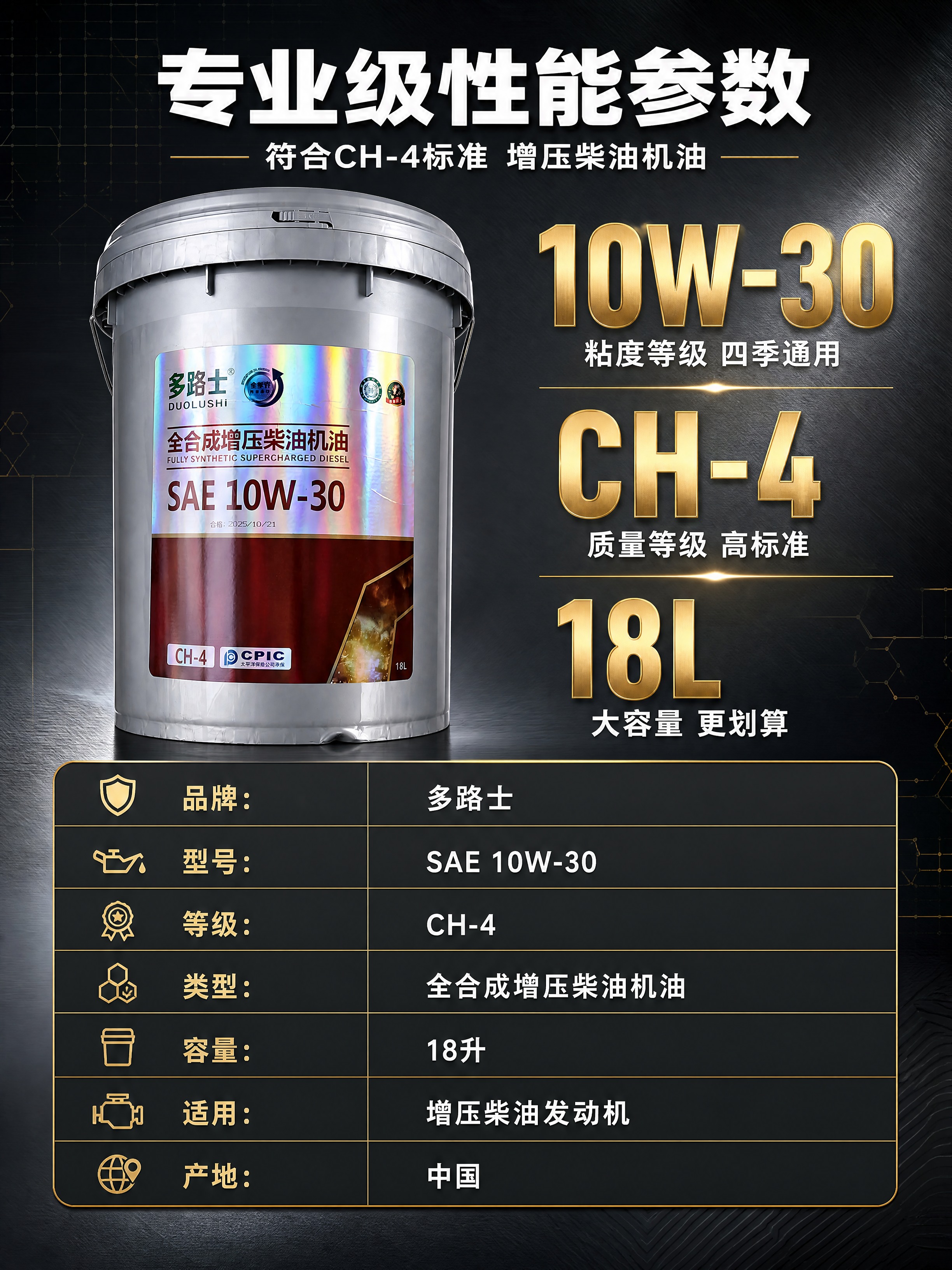 [商品] 使用【图1】多路士全合成增压柴油机油18L桶装；保留… - 图片创意预览