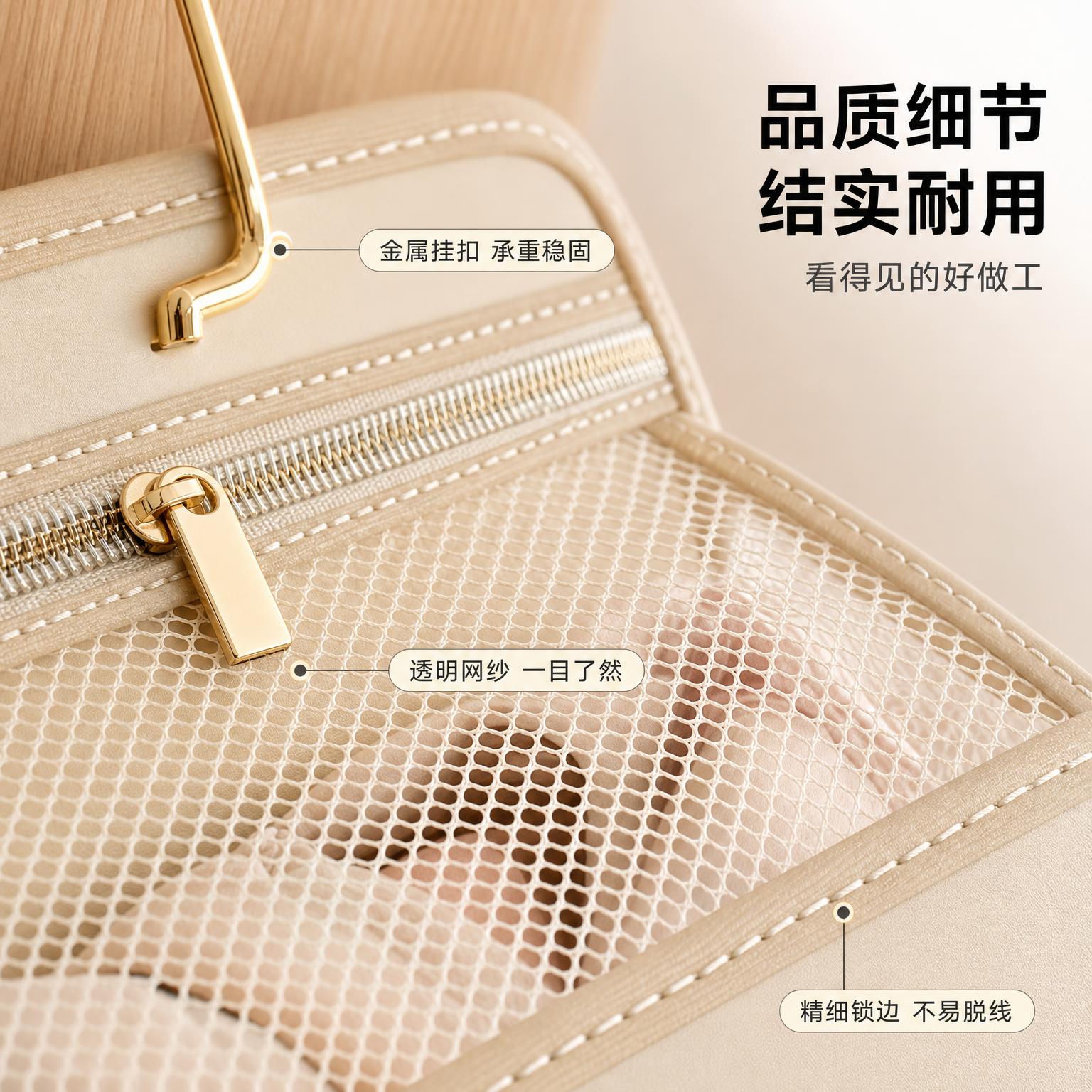 收纳挂袋材质细节品质特写图。温暖家居品质感，精致细节，通透高级… - 图片创意预览