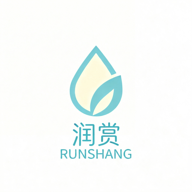 在原有店铺标志基础上，为"润赏"添加适配的英文品牌名，保持简约现代风格，干净清爽配色，适配洗护家清行业调性，适合电商店铺使用预览效果