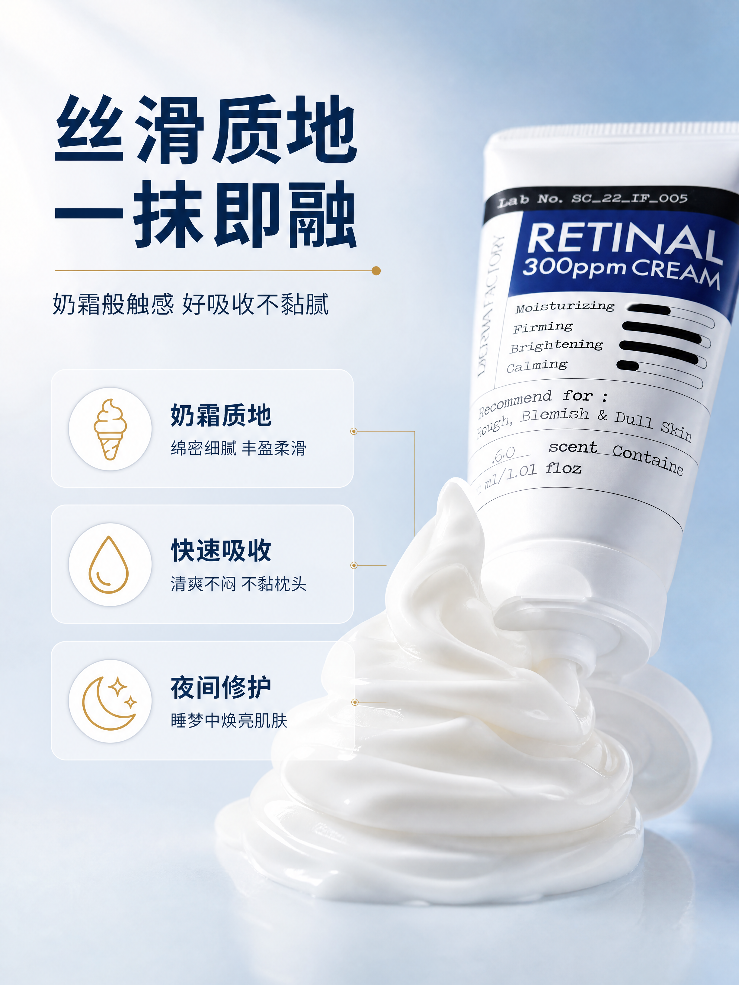 [商品] 使用【图1】视黄醇300ppm面霜；保留白色软管、蓝… - 图片创意预览