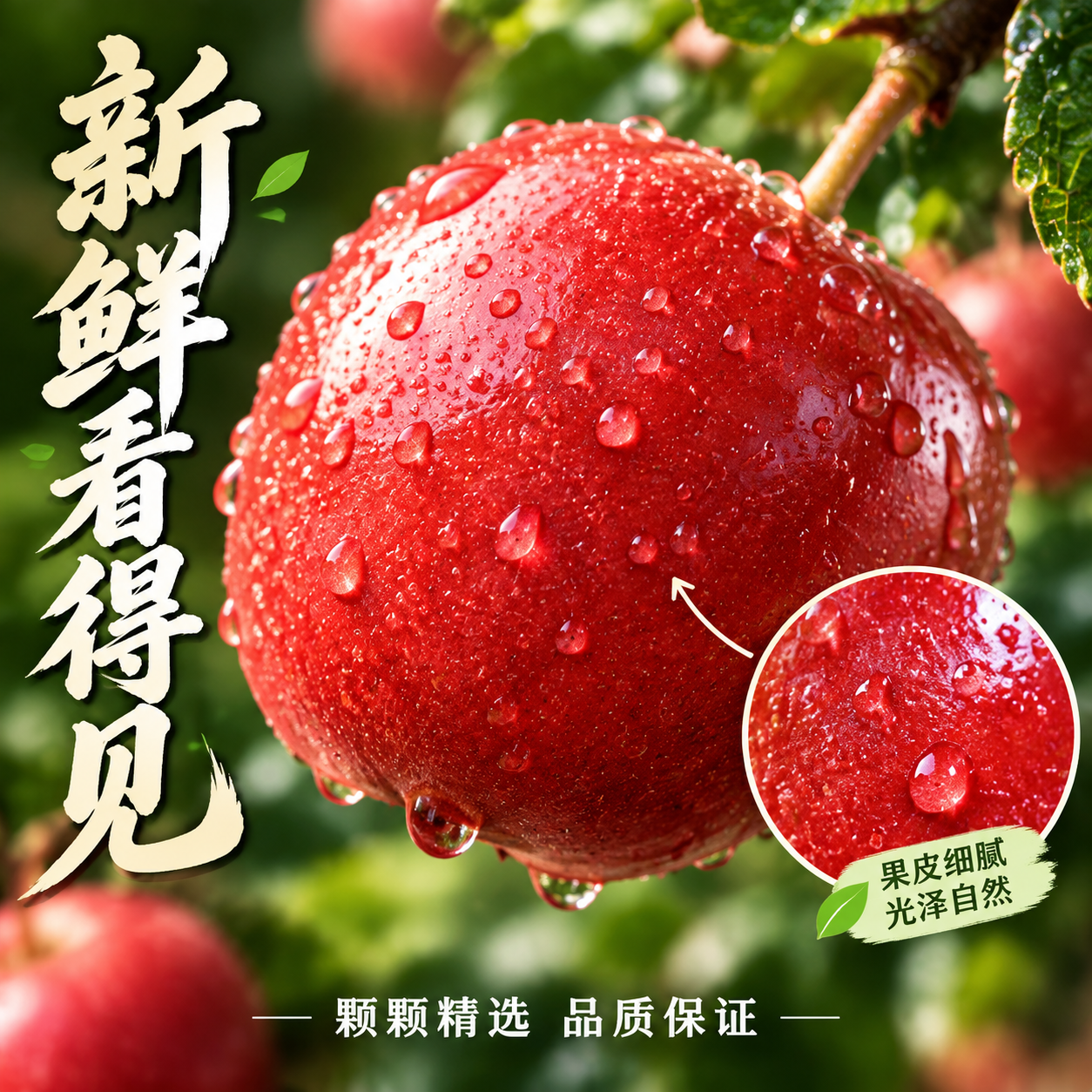 [主图-3] 细节与成分 微观种草主题。微距展示海棠果的细节纹… - 图片创意预览
