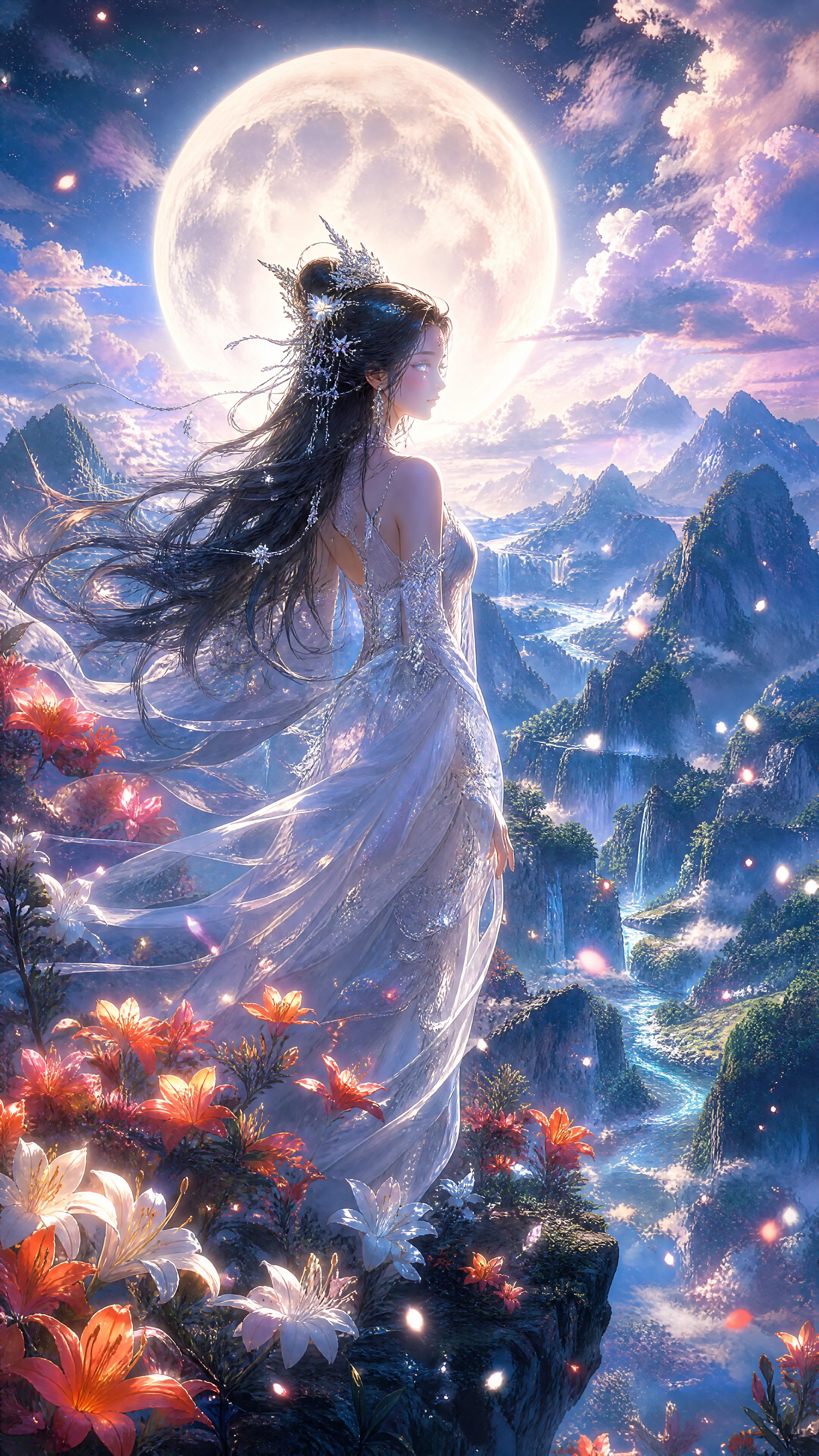 手机竖屏壁纸，令人惊叹的梦幻奇幻山水风景，国风动漫风格，新海诚… - 图片创意预览