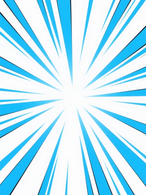 动漫风格放射状背景，以白色为中心向四周呈放射状扩散的线条，线条颜色改为鲜艳的蓝色，线条粗细不一，具有强烈的动感和视觉冲击力，整体构图简洁明快，充满张力，背景为纯白色，线条边缘清晰锐利，呈现出漫画中常见的速度线效果，色彩对比鲜明，蓝色线条在白色背景上尤为突出，营造出活泼、充满能量的氛围。预览效果