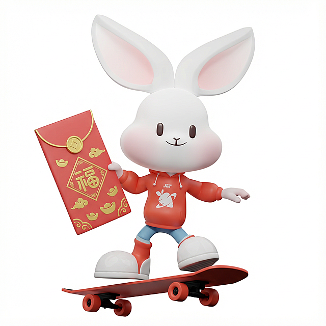 把兔子手上的物流箱换成新年红包,其他不变