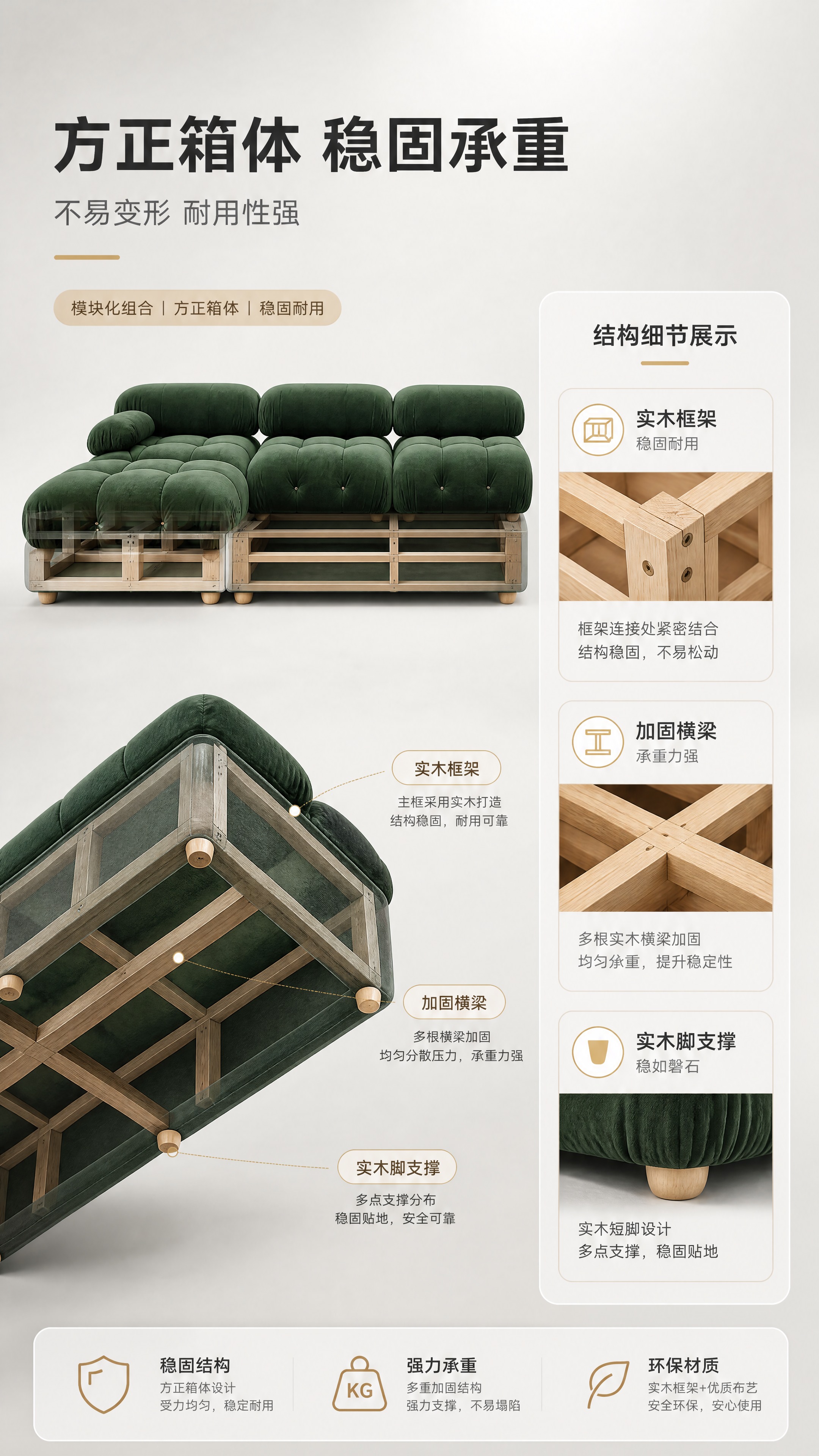 [商品] 使用【图1】墨绿色布艺模块组合沙发；保留模块化造型和… - 图片创意预览