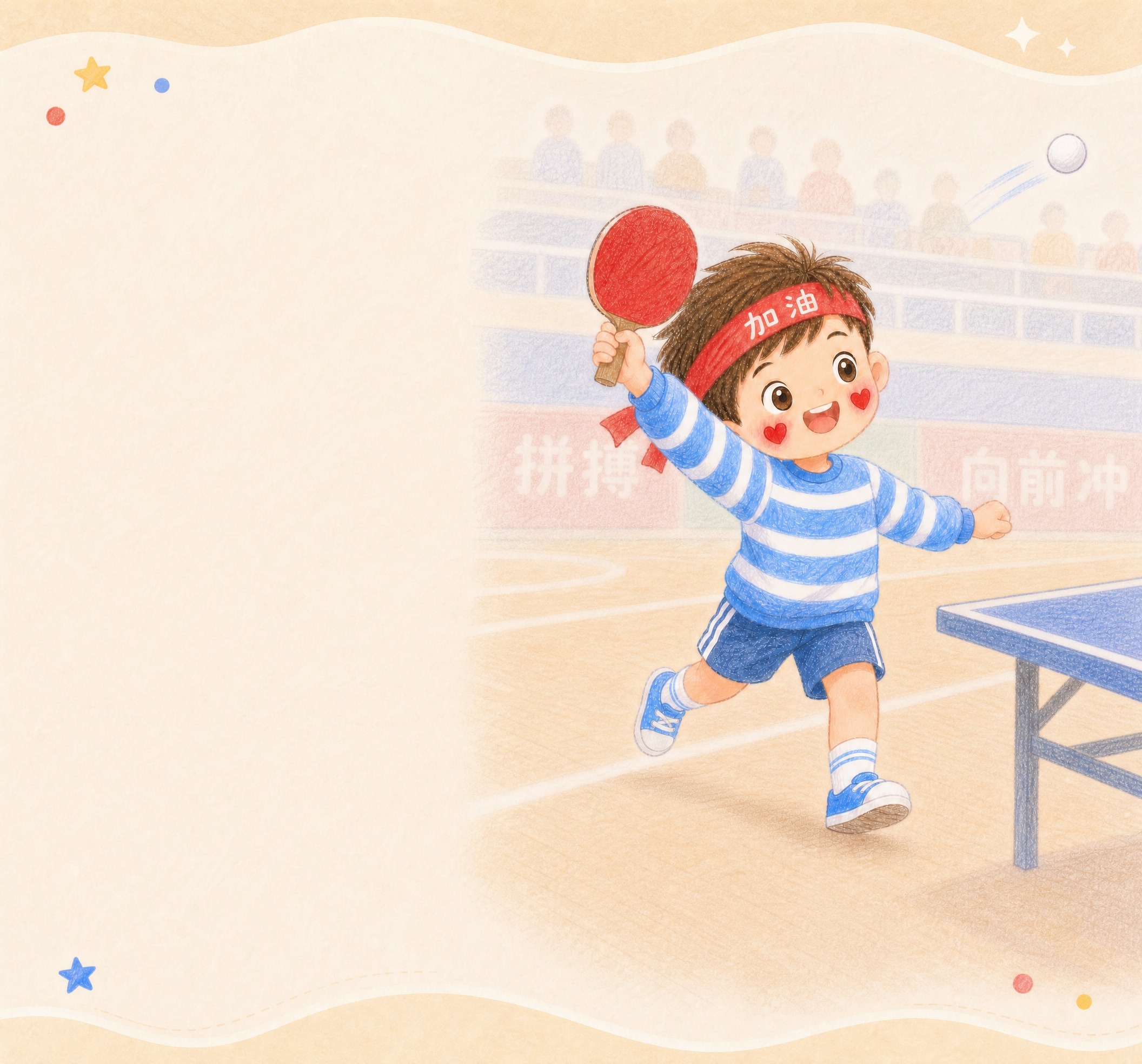 儿童手绘水彩插画风格，小小健儿运动打卡模块，竖版750px宽，… - 图片创意预览