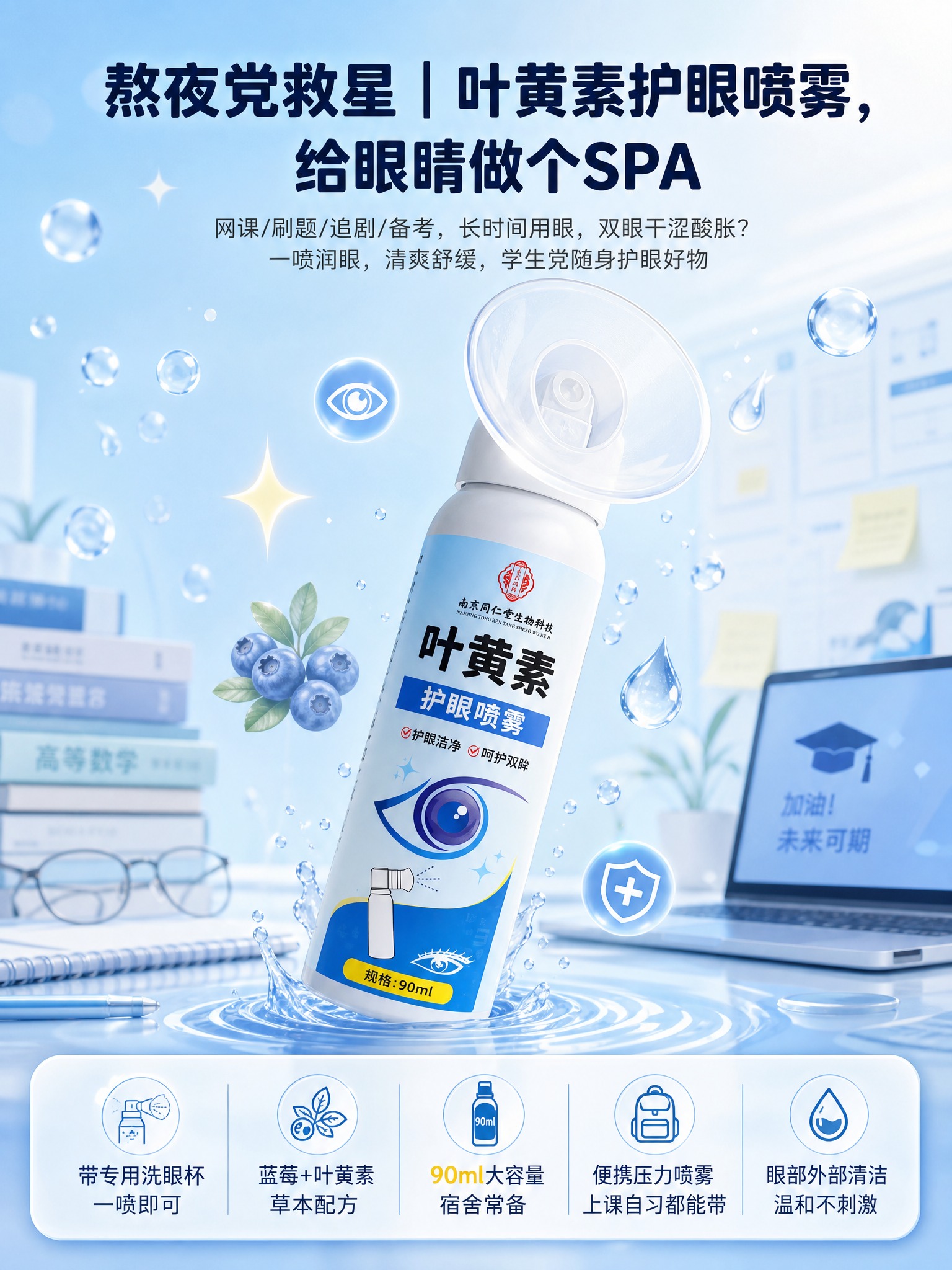[商品] 使用【图2】叶黄素护眼喷雾瓶和洗眼杯，参考【图1】外… - 图片创意预览