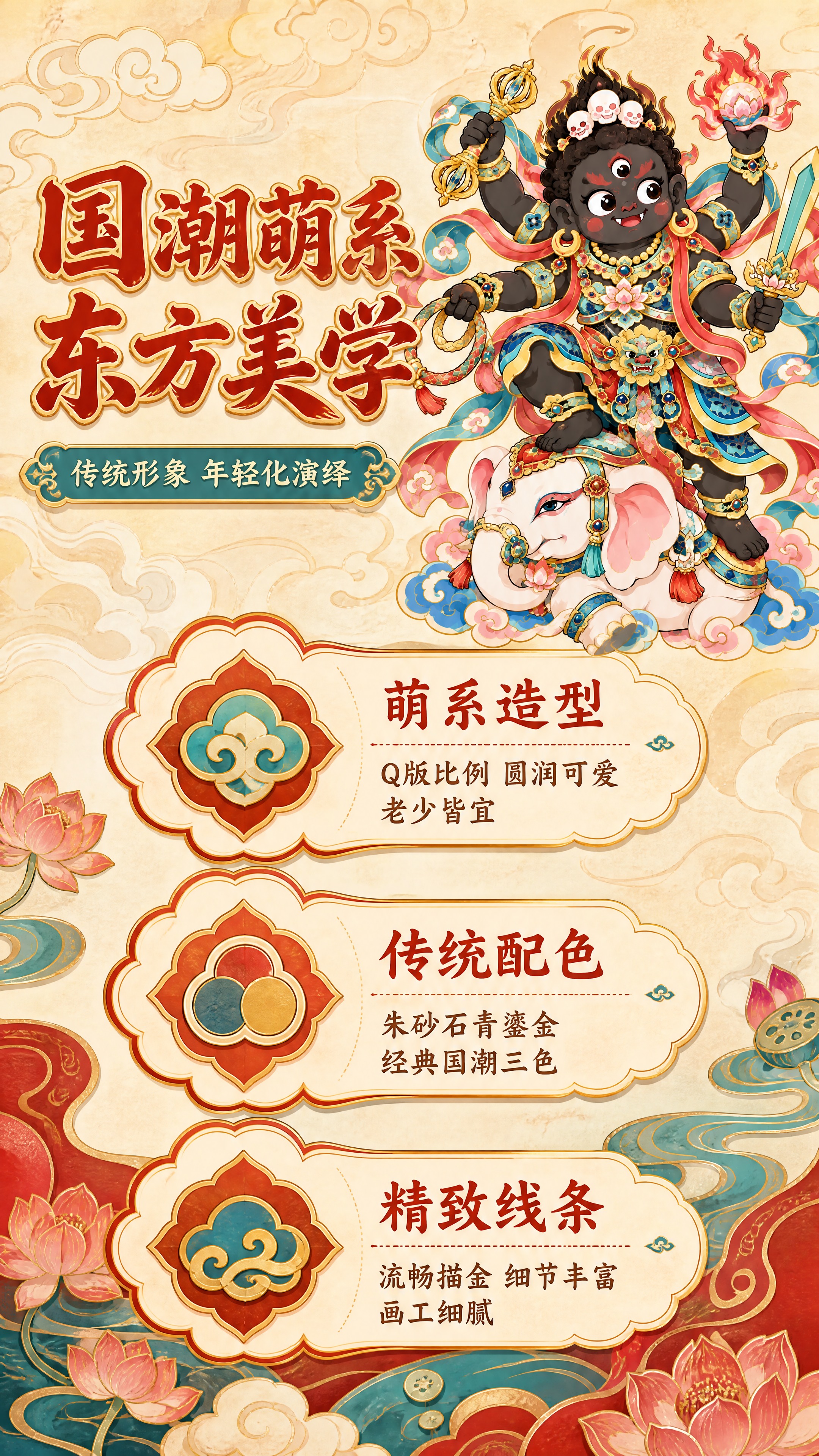 [商品] 使用【图1】Q版黑财神骑白象国潮装饰画；保留完整造型… - 图片创意预览
