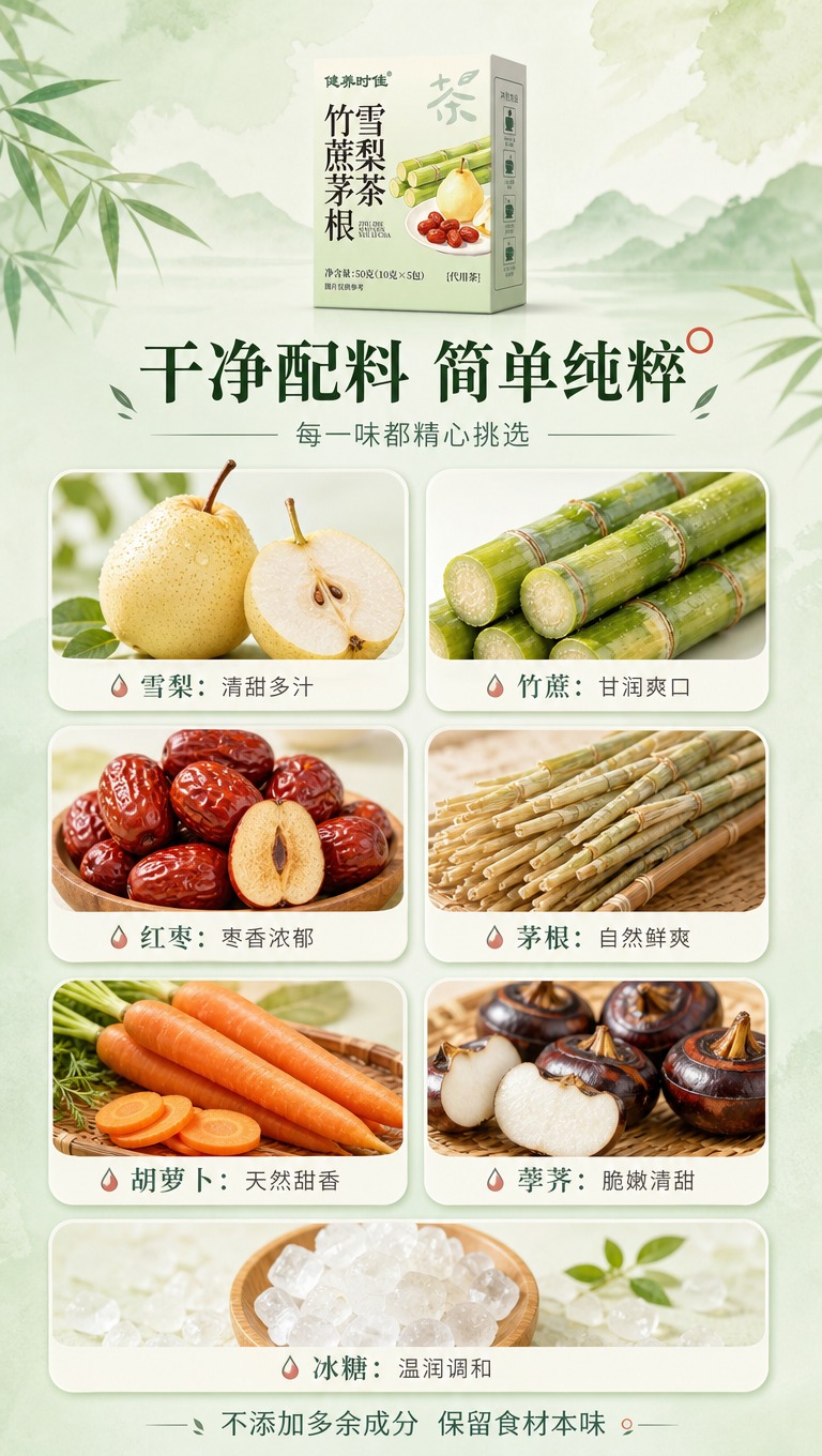 [商品] 使用【图1】健养时佳竹蔗茅根雪梨茶盒装产品；保留包装… - 图片创意预览