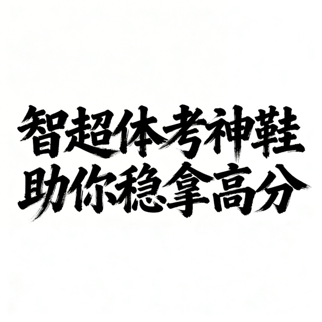 生成大气毛笔风格的主题字“智超体考神鞋 助你稳拿高分”，字体苍劲有力，整体画面居中，背景为纯白色预览效果