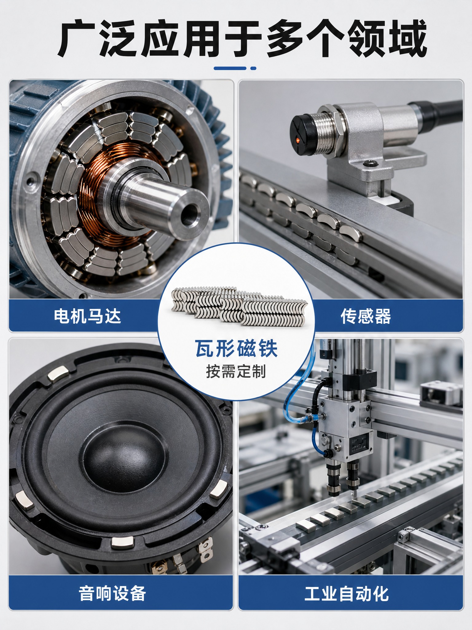 [详情页-3] 异形瓦形钕铁硼磁铁 应用场景展示，定制链接详情… - 图片创意预览