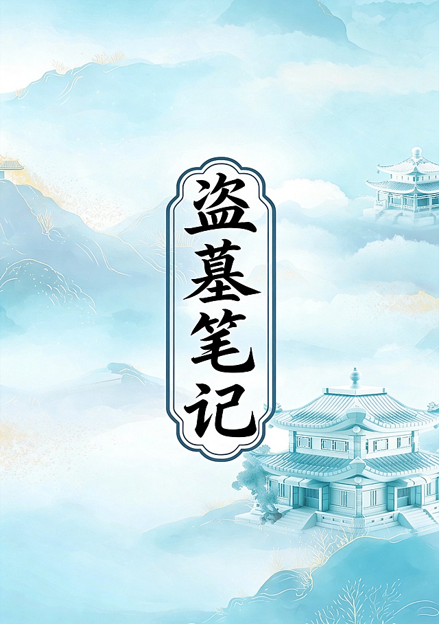 保留前景的文字盗墓笔记和装饰边框，将背景替换为后方的仙山阁楼图片，保留前景文字边框清晰不变，整体为中式古风风格，最终图片尺寸为14.8cm宽 * 21cm高