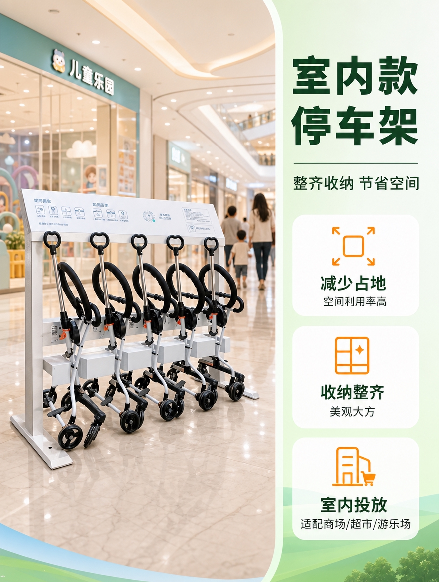 [商品] 使用【图2】室内停车架及童车组，保留白色金属车架结构… - 图片创意预览