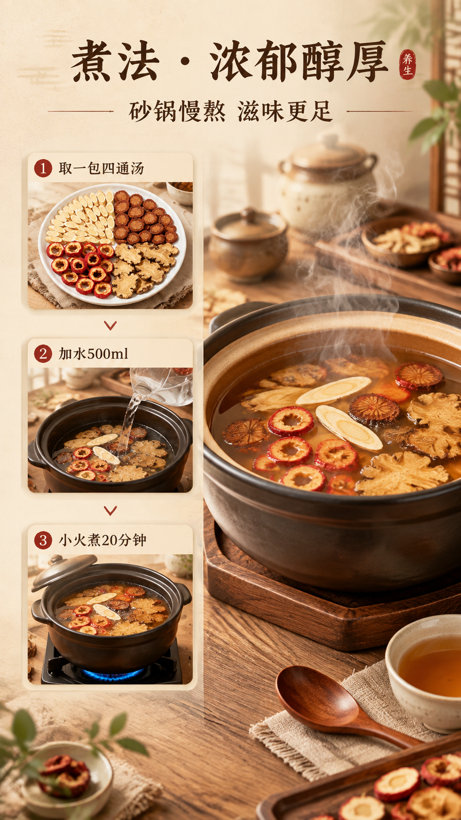 [商品] 使用【图1】四通汤四味原料（黄芪、山楂、川芎、丹参）… - 图片创意预览
