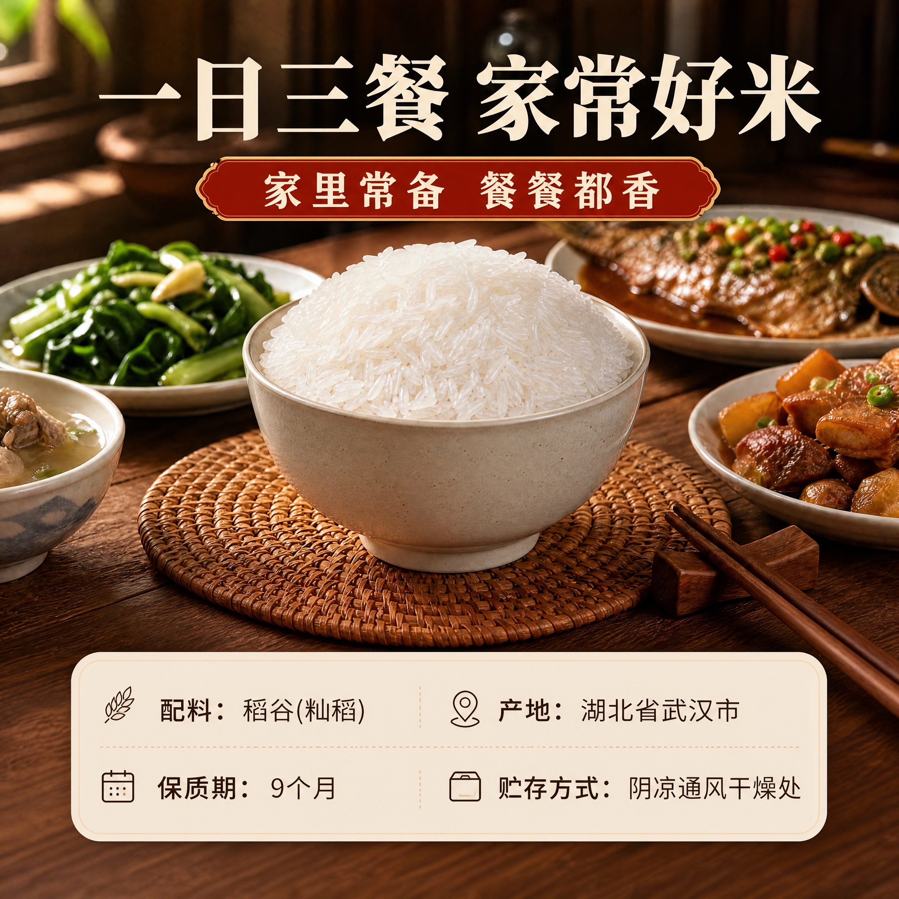 基于参考图进行修改：保留原画面的家常餐桌场景、中央一碗白米饭、… - 图片创意预览