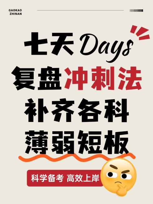 七日备考规划攻略指南大字emoji风小红书封面预览效果