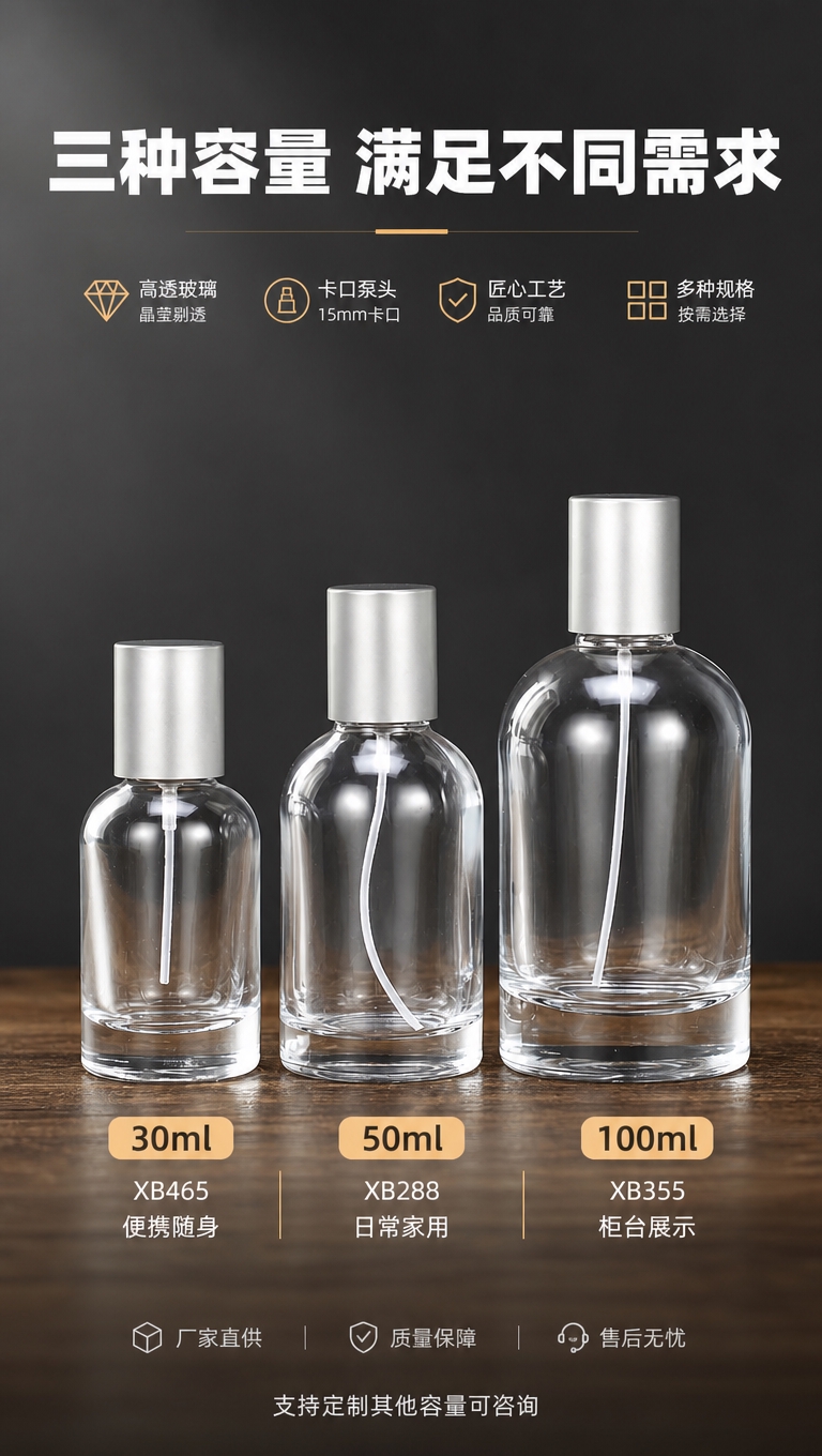 [商品] 使用【图4】三款透明玻璃卡口香水瓶全家福（30ml/… - 图片创意预览