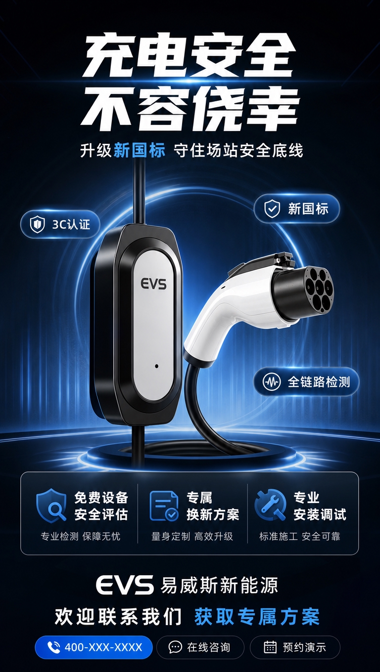 [商品] 使用【图2】新国标充电枪产品；保留黑白配色、EVS标… - 图片创意预览