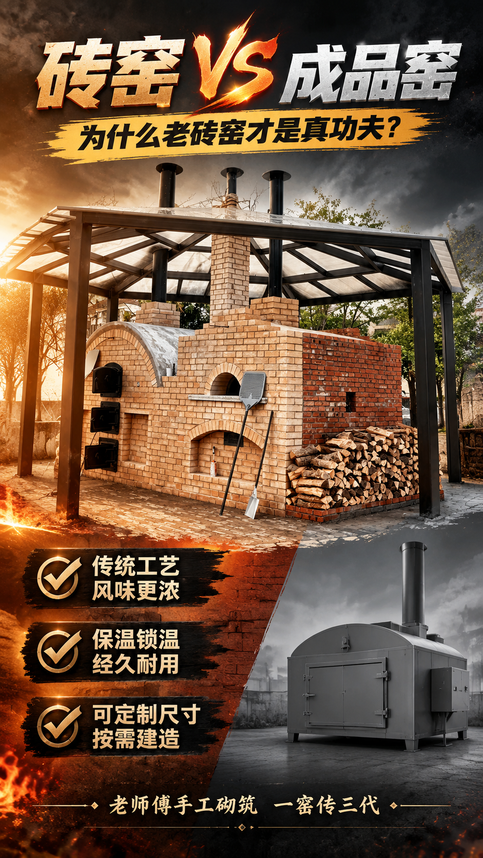 基于上传的砖窑实物图制作一张竖版9:16视频封面海报，主题为「… - 图片创意预览