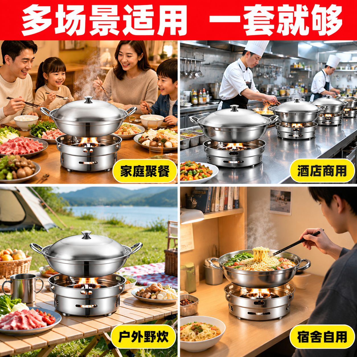 [主图-4] 多场景适用图，展示酒精炉套装在不同场景的使用，拼… - 图片创意预览