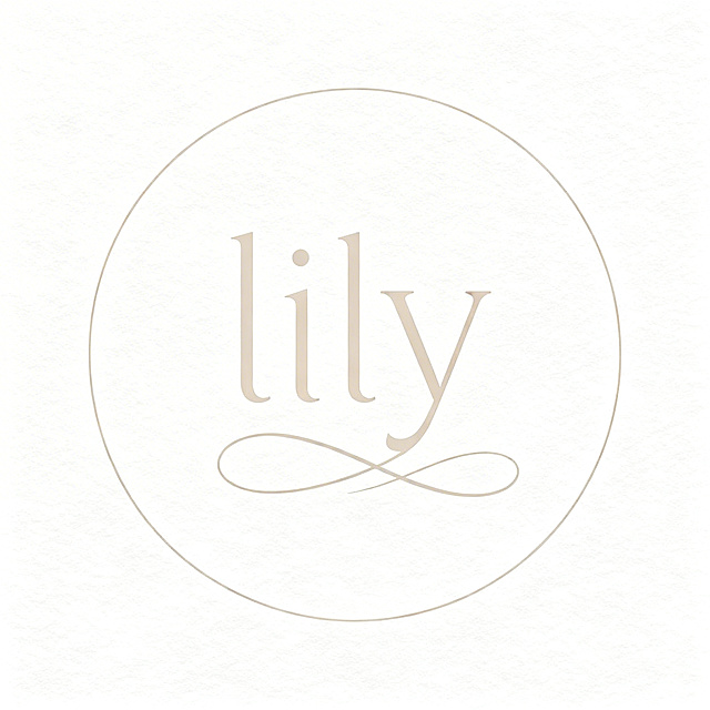 设计一个内衣品牌lily的ins风头像logo，简约高级，优雅柔美，包含文字"lily"，干净精致的女性时尚品牌标志，ins风格，浅色调，极简主义