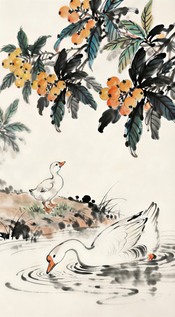 枇杷多一点岸上的鸭子小一点预览效果