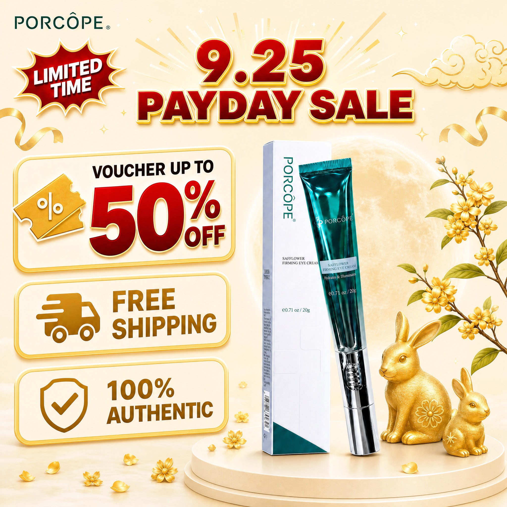 [单张主图] PORCOPE 红花紧致眼霜 爆款促销感主图，9… - 图片创意预览