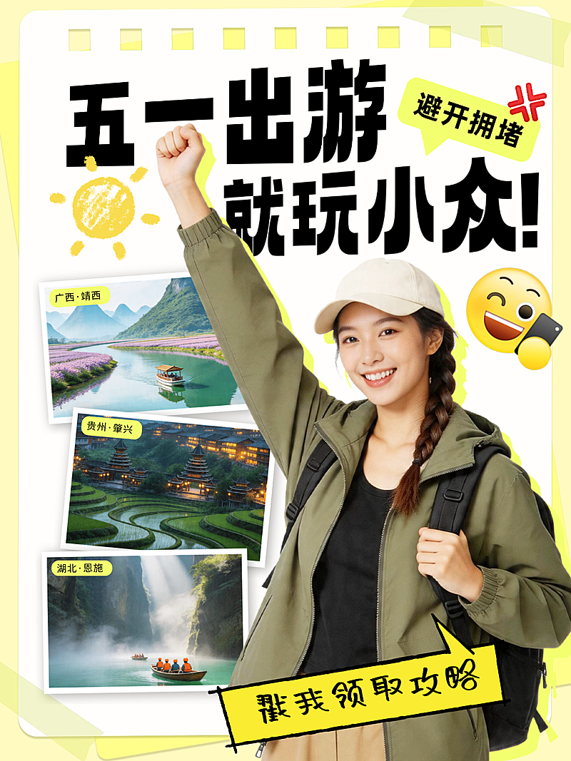 劳动节五一出游旅游攻略小众地点推荐小红书封面配图手帐风可爱