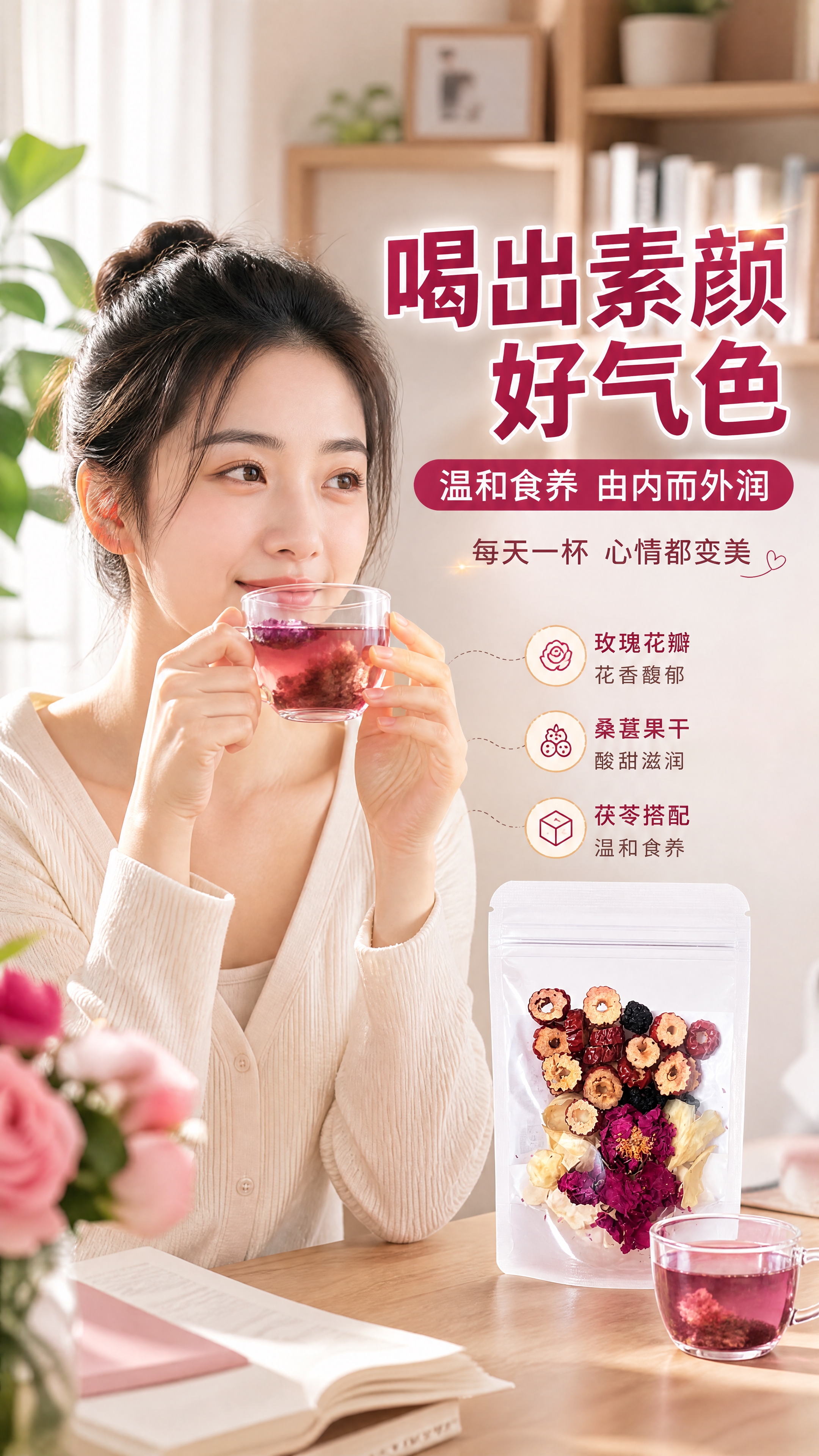 [商品] 使用【图1】玫瑰桑葚茯苓茶透明袋正面图；保留透明袋形… - 图片创意预览