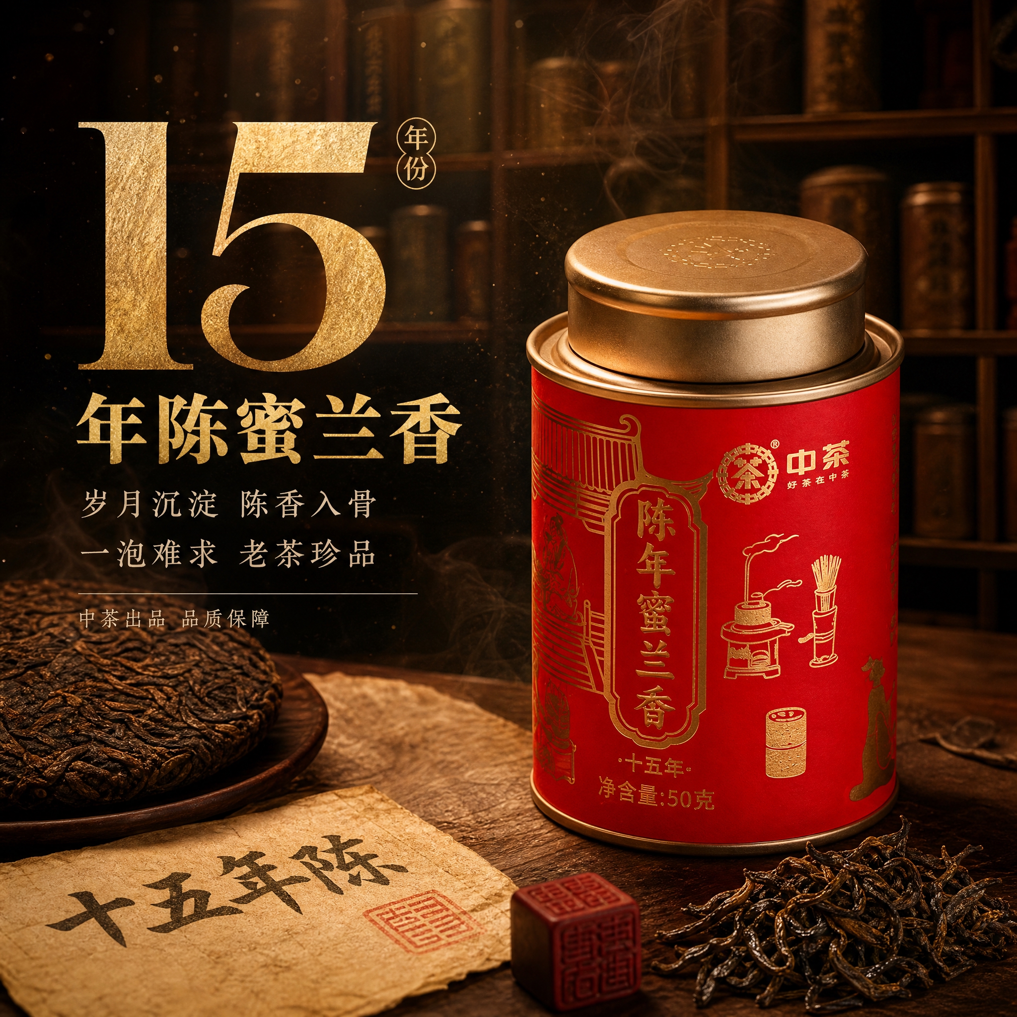 [主图-2] 抖音电商主图第二张，中茶陈年蜜兰香十五年，核心任… - 图片创意预览