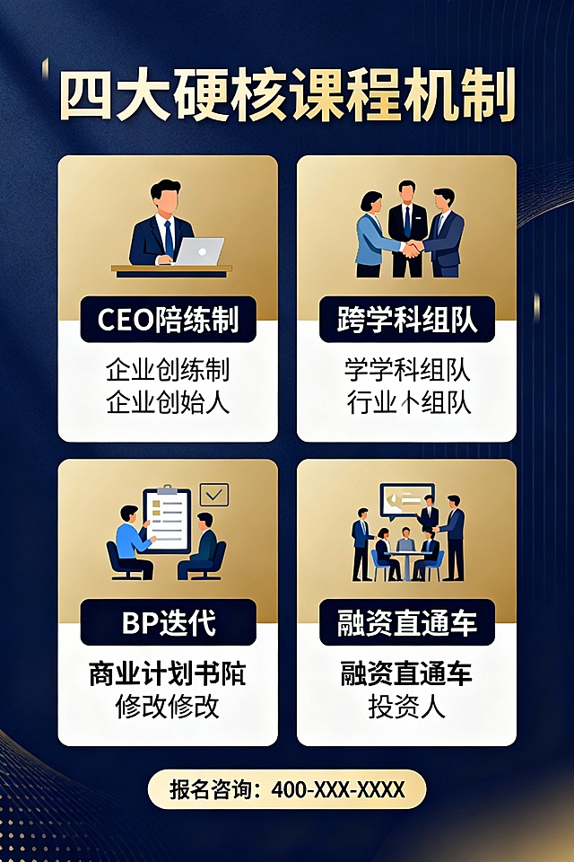 四大硬核课程机制
CEO陪练制：每节课解锁1家领军企业，创始人亲授从技术到商业的「破壁方法论」；
跨学科组队：开课后自发组队，精准匹配来自不同领域与专业的黄金人才阵容；
 BP迭代：持续进行商业计划迭代，共同精进产品与商业模式；
 融资直通车：投资大咖坐镇结课路演，优异团队不仅有机会获得宣怀学院的奖学金支持，更有可能赢得种子轮融资，链接强大的校友资源网络。