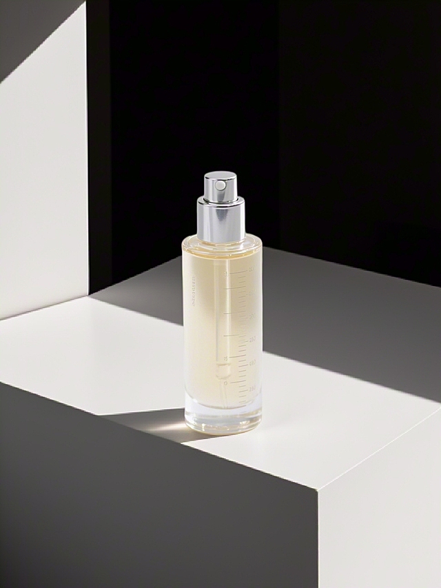 现代感香水瓶，性冷淡风设计，几何光影交错，简约而不失时尚。