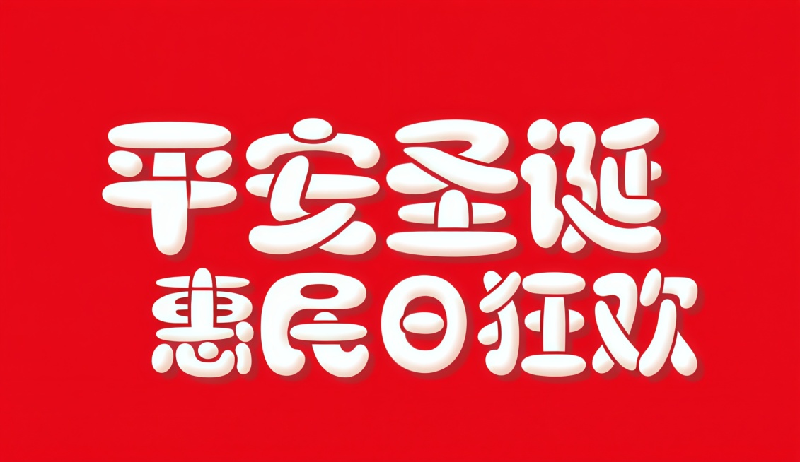 将图中圣诞元旦改为平安圣诞，双节同庆改为惠民日狂欢，字体颜色样式风格保持不变，并保证字体不缺失，保持完整预览效果