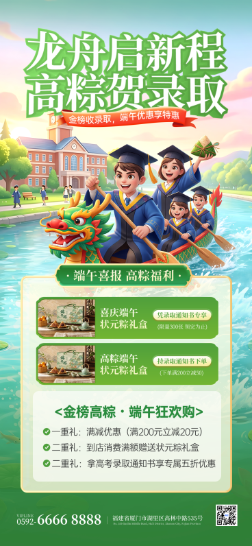 端午节粽子礼盒节日营销宣传卡通风全屏竖版海报预览效果