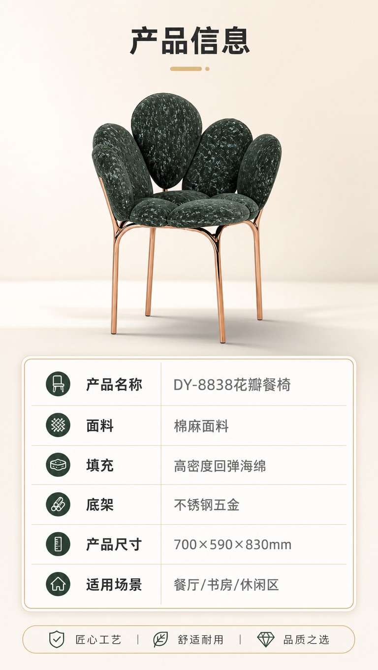 [商品] 使用【图1】DY-8838花瓣餐椅；保留花瓣造型靠背… - 图片创意预览