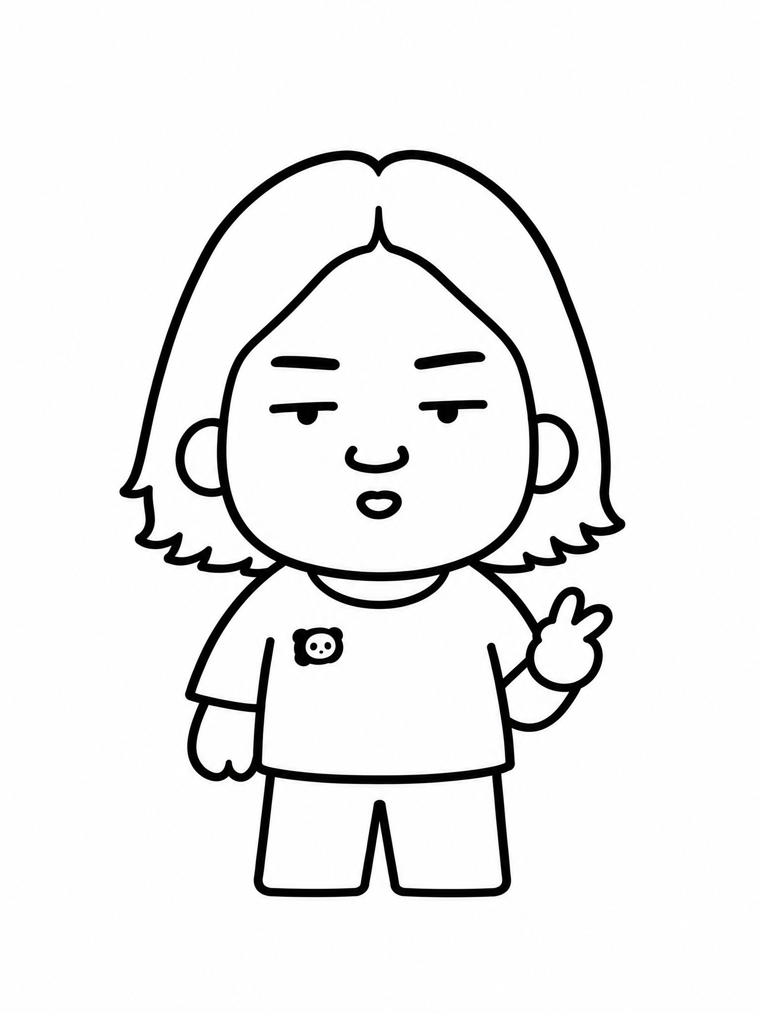将图中的卡通人物修改为纯线条风格，仅保留黑色轮廓线条，去除所有… - 图片创意预览