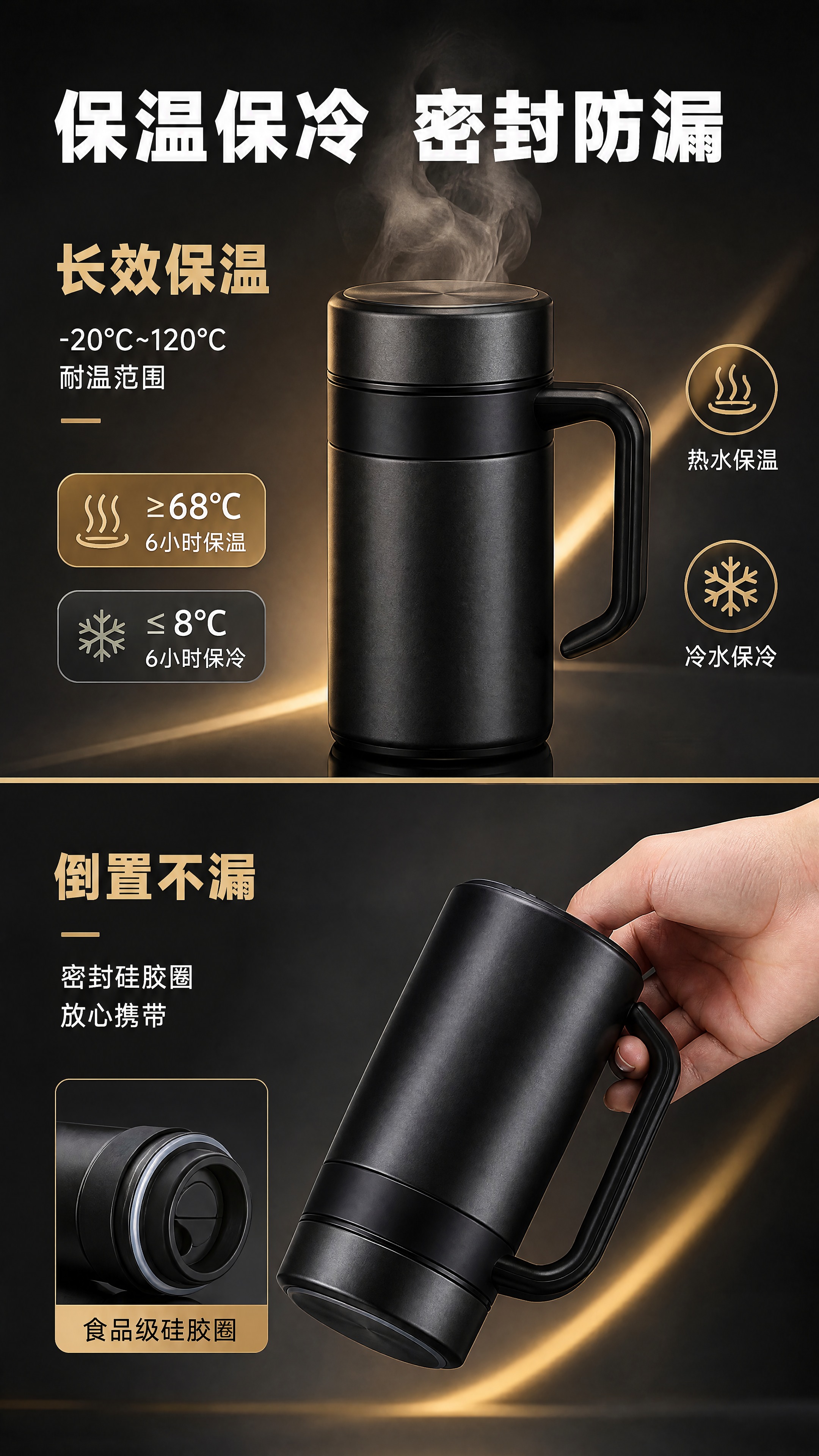 [商品] 使用【图1】中的不锈钢真空保温杯（曜夜黑款）；保留杯… - 图片创意预览