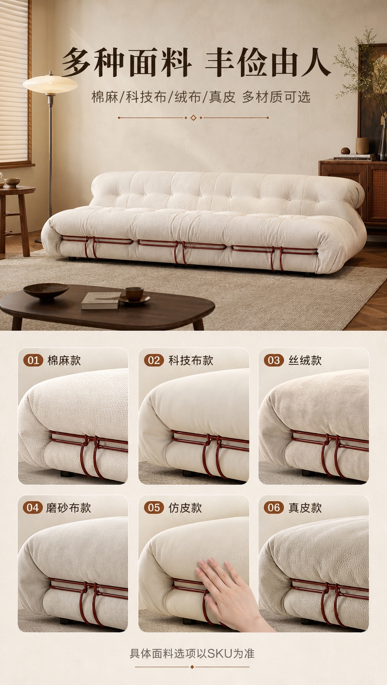 [商品] 使用【图1】米白色中古模块化布艺沙发；保留方正极简造… - 图片创意预览