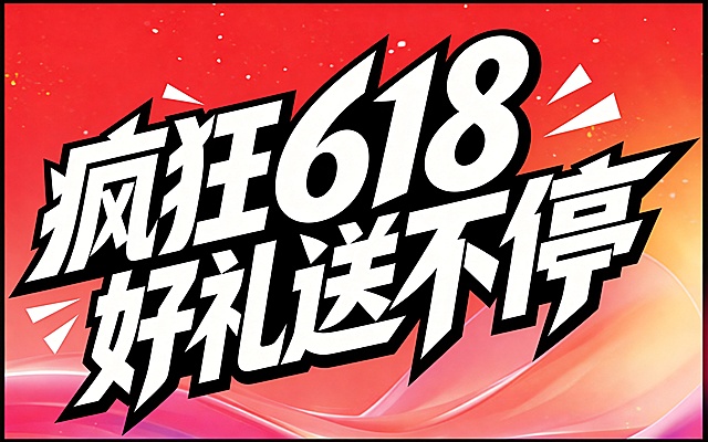 参考图片风格，生成相同设计的艺术字体，文字内容为"疯狂618 好礼送不停"，字体基础为极粗黑体，笔画极其粗壮，末端锐利斜切，字形整体向右上方倾斜带有动感，字间紧密穿插融合，纯白色字体搭配红橙渐变背景，保留参考图的三角形笔触尖角装饰，整体风格张扬有冲击力，是618促销大标题。画面中只能出现这七个字："疯"、"狂"、"6"、"1"、"8"、"好"、"礼"、"送"、"不"、"停"，不得出现参考图中的原文字，不得增加、遗漏或替换任何一个字。文字整体必须完整呈现在画面内不可被裁切，四周留有安全边距
