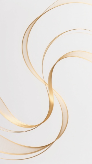 极简抽象线条艺术，以流畅飘逸的金色曲线为主体，多条粗细不一的线条相互交织缠绕，呈现出灵动自然的S形动态轨迹，线条边缘平滑柔和，部分线条带有微妙的渐变光泽，整体构图简洁大方，背景为纯净的白色，营造出优雅轻盈、富有韵律感的视觉效果，无任何文字或具象元素干扰。预览效果