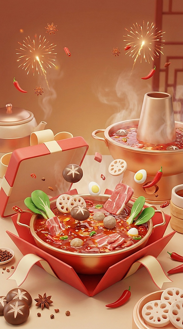 换成火锅底料海报背景，去掉薯片，去掉主题