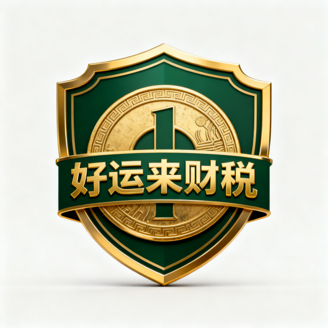 重新设计一个好运来财税公司的logo，符合税务行业属性，风格专业大气现代，融入古钱币与盾牌元素，寓意诚信守护，配色采用深绿色搭配金色，包含公司名称文字"好运来财税"预览效果